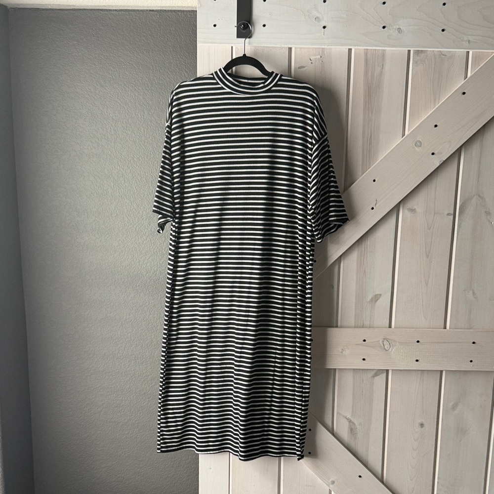 Dressed in LALA Ozzy dress in black stripes